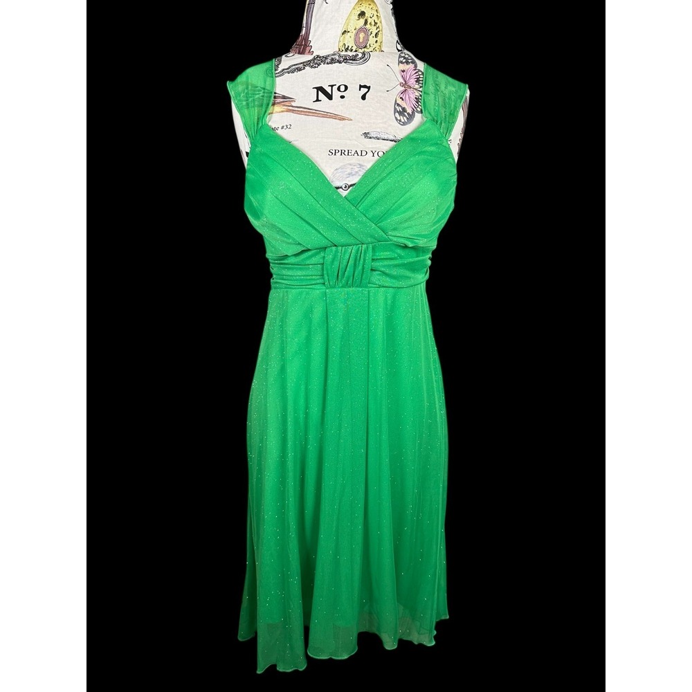 Vintage Y2K Speechless Dress Medium Sparkle Flowy Green Sweetheart Fairy Party